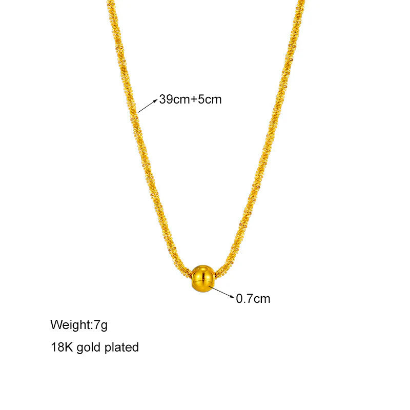 Metal Round Beads Thread Wave Necklace