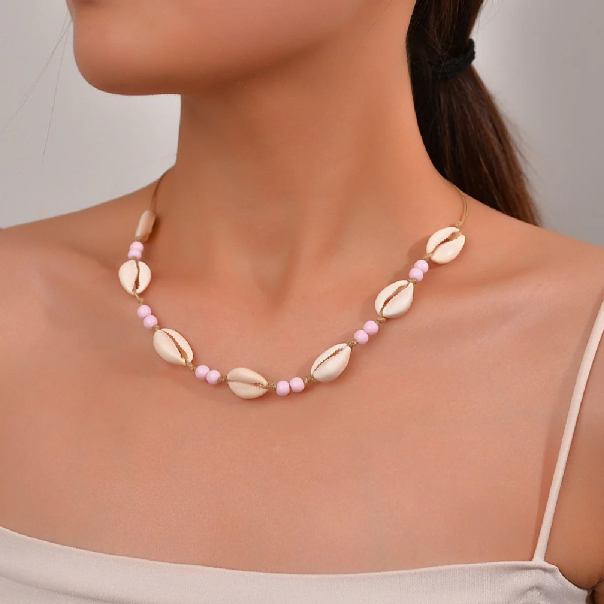 Personalized Shell Bead Hand-knit Necklace