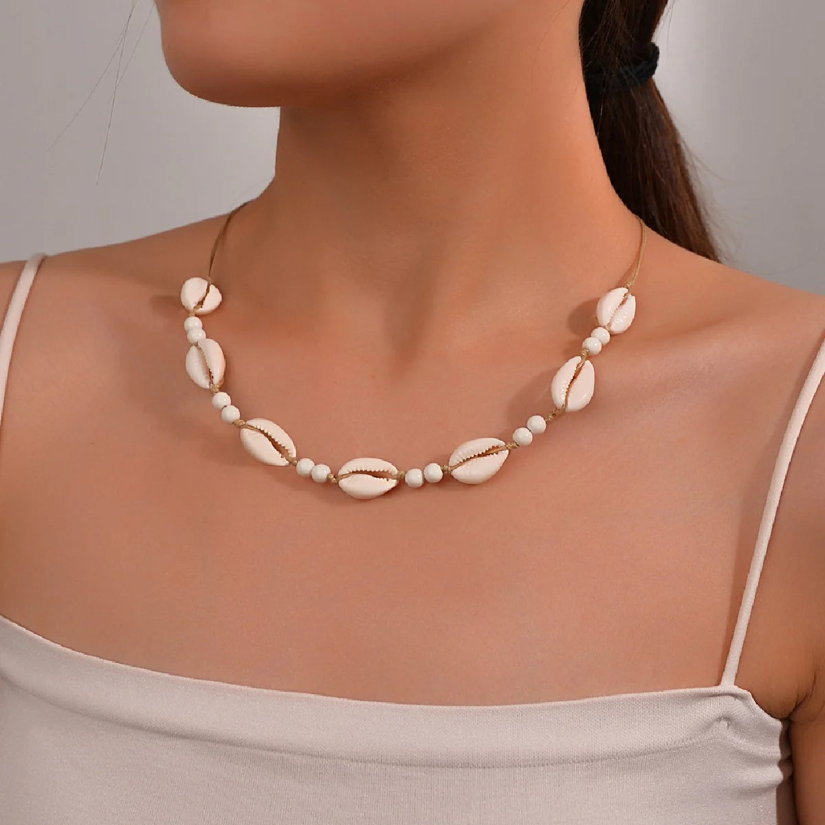 Personalized Shell Bead Hand-knit Necklace
