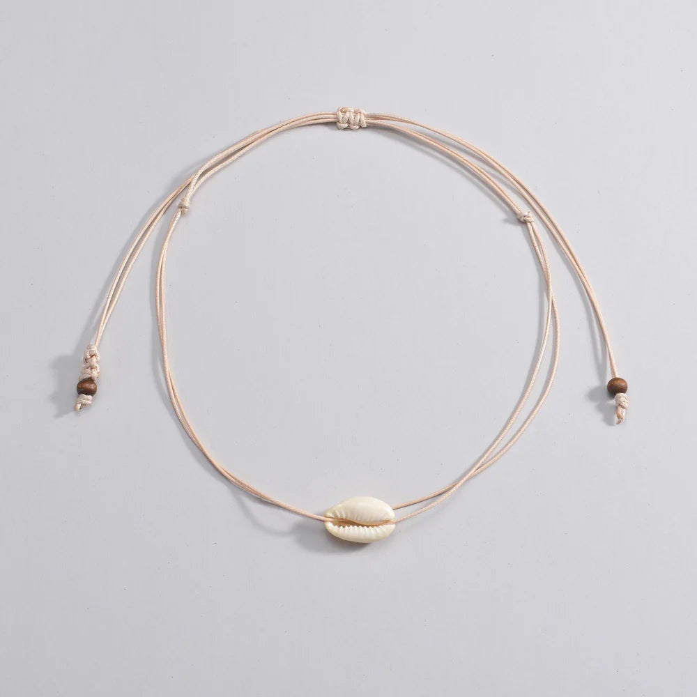 Personalized Shell Bead Hand-knit Necklace